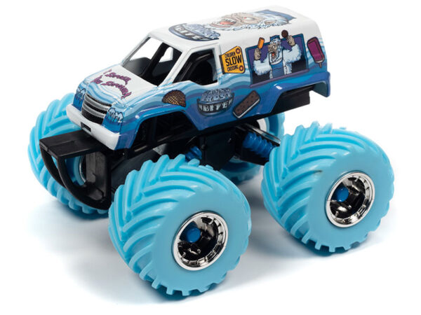 jlsp302 - Frost Bite - I Scream You Scream! Monster Truck in Blue, White, and Purple with Blue Tires