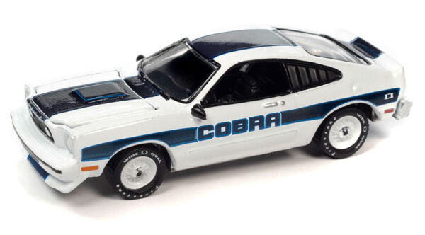jlsp321 b - 1978 Ford Mustang Cobra II in Gloss White with Blue Stripes
