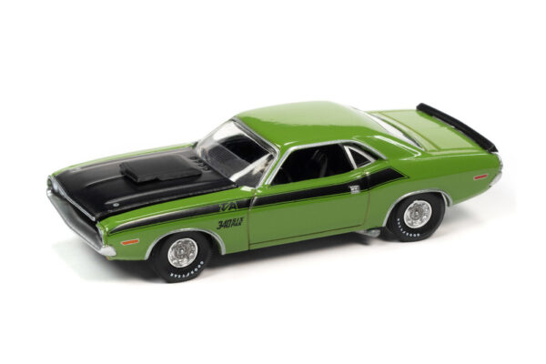 aw64342a6 2 - 1970 Dodge Challenger T/A in Go Green w/Flat Black Hood & Black T/A Side Stripes