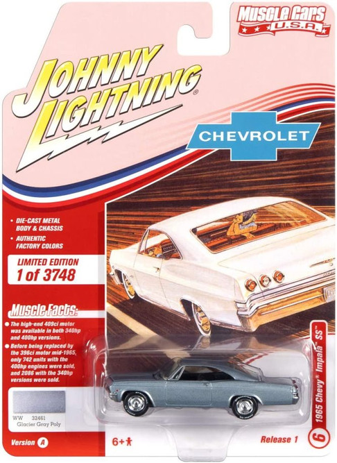 jlmc025a 6 jl 1965 chevrolet impala ss diecast toy car - 1965 CHEVROLET IMPALA SS - Glacier Grey Poly - MUSCLE CARS USA JOHNNY LIGHTNING