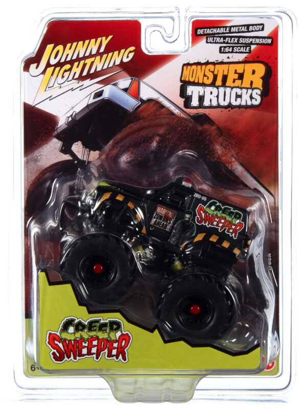 jlsp310 - Creep Sweeper Zombie Response Unit Monster Truck in Flat Black, Green, and Red with Red and Black Tires