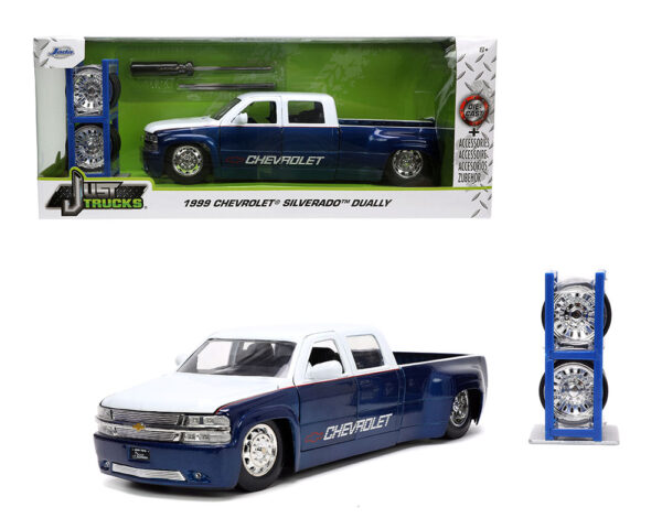 33026 1 - 1999 Chevrolet Dually 2 Tone Custom – Just Trucks with Rack and Extra Wheels