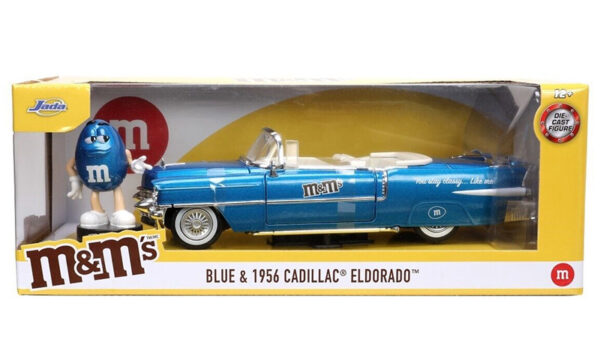 33726i - M&M's - 1956 Cadillac Eldorado with Blue M&M's Figure • Ho