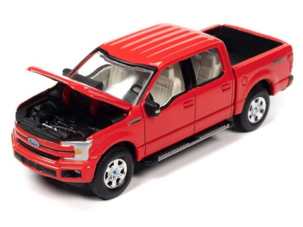 awac017b4 - WORLDS BEST DAD 2018 FORD F150 LARIAT PICKUP TRUCK W/BASE & TRADING CARD (RED)