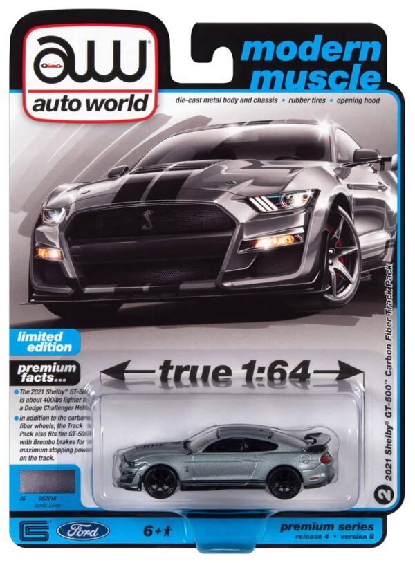 awsp114b1 - 2021 Shelby GT500 - Carbon Edition in Iconic Silver with Twin Black Stipes on Lower Rockers
