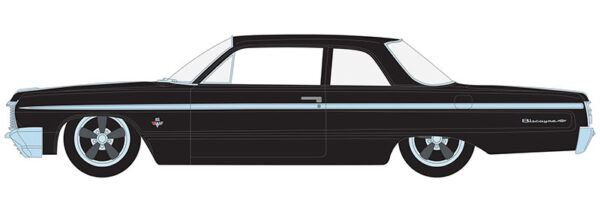 63050d - 1964 Chevrolet Biscayne in Black with Red Interior
