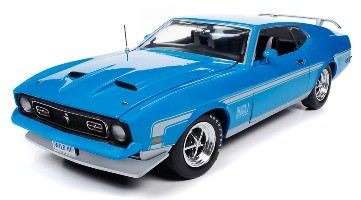 amm1314 - 1972 Ford Mustang Mach 1 in Grabber Blue with Silver Stripes