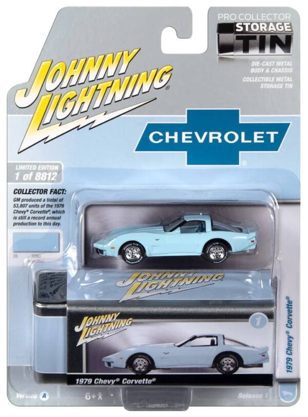 jlct011a1 1 - 1978 CHEVROLET CORVETTE (FROST BLUE) WITH COLLECTOR TIN - JOHNNY LIGHTNING