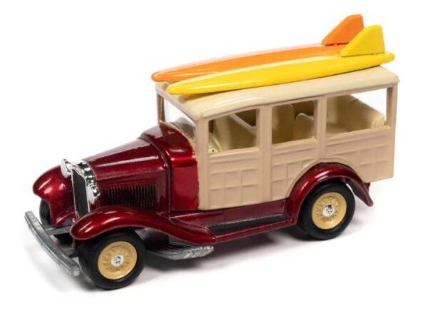 jlct011a3 3 - 1931 FORD MODEL A WOODY (CANDY APPLE RED) WITH COLLECTOR TIN - JOHNNY LIGHTNING