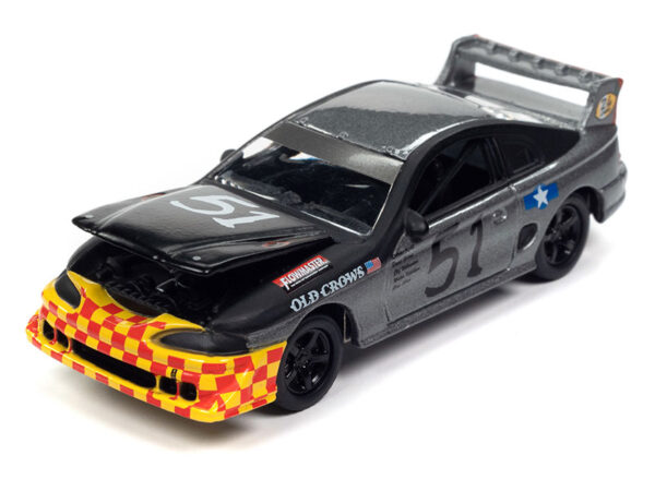 v1 jlsp295 a - 1990s Ford Mustang Race Car in Flat Black and Dark Silver with Old Crows Graphics - 24hrs of LeMons