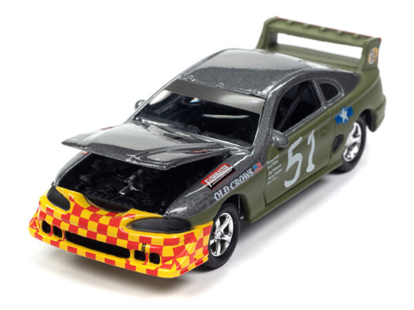 v1 jlsp295 b - 1990s Ford Mustang Race Car in Dark Silver and Army Green with Old Crows Graphics - 24hrs of LeMons