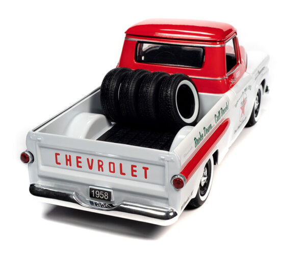 v2 cp8028 - 1958 Chevrolet Apache Fleetside Pickup Truck in Red and White - Texaco Truck Series #40