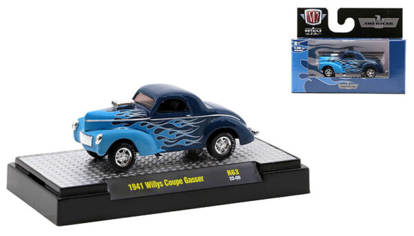 32600 63 f - 1941 Willys Coupe Gasser in Gloss Blue Metallic with Flames