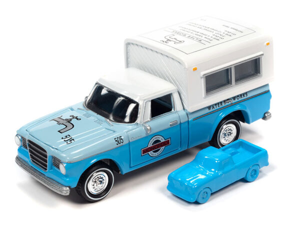 v2 jlsp332 - Monopoly -1960 Studebaker with Camper - Water Works in Blue and White - with Token 