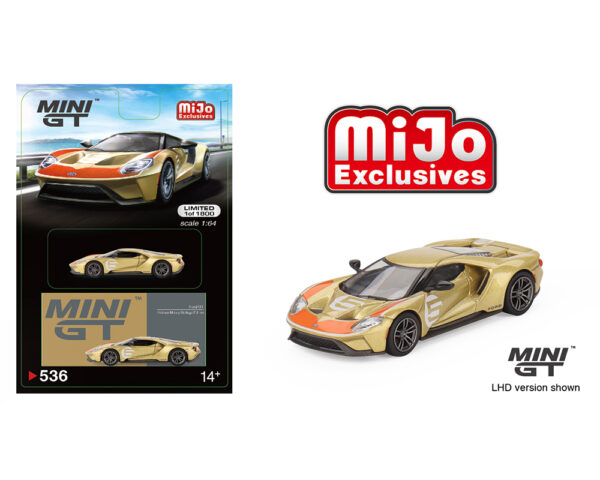 mgt00536 mj 1 - Ford GT Holman Moody Heritage Edition- Gold – Mijo Exclusives - Mini GT 1:64