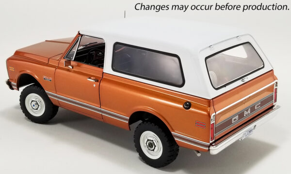 a1807710a - 1971 GMC Jimmy Dealer Ad Truck – Copper Poly with White Removable Top – Limited 1 of 948