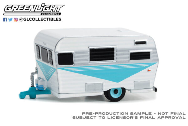 34140 b - 1958 Siesta Travel Trailer in Teal, White and Polished Silver 